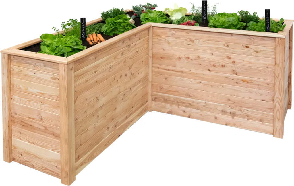 Potager en bois de mélèze massif 170cm forme L robuste et durable