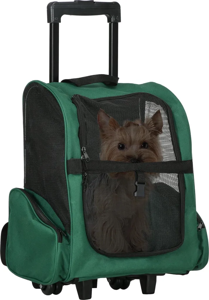 Sac de transport chien 2 en 1 Trolley et Sac à dos - Vert - Spécial voyage