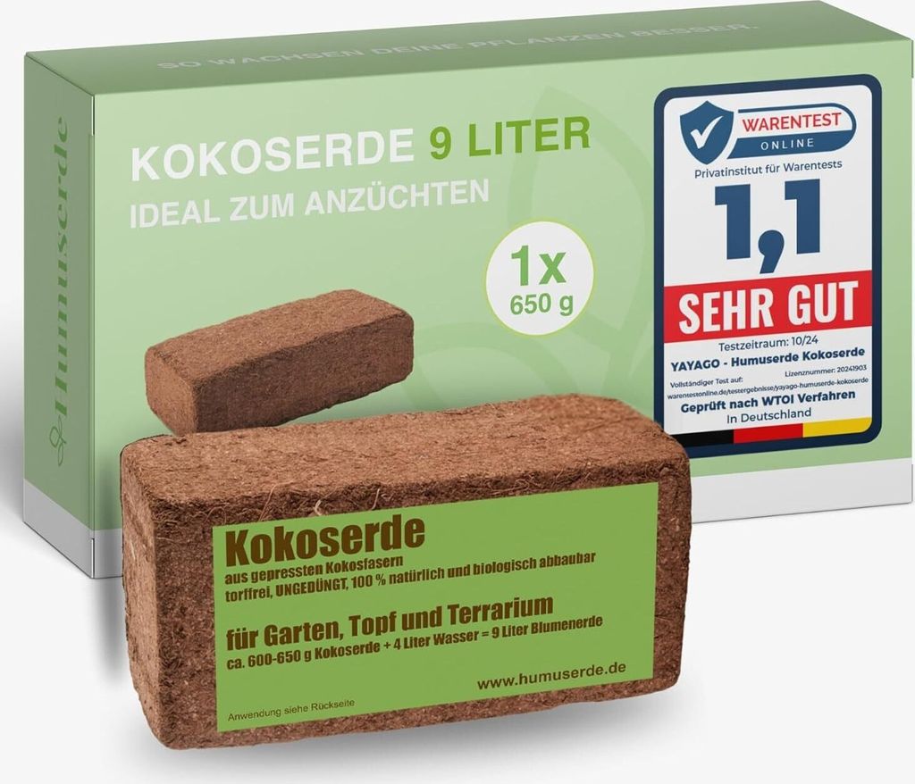 Kokoserde 650g Kokosfasern Kokoshumus Humusziegel Blumenerde f Garten Terrarium