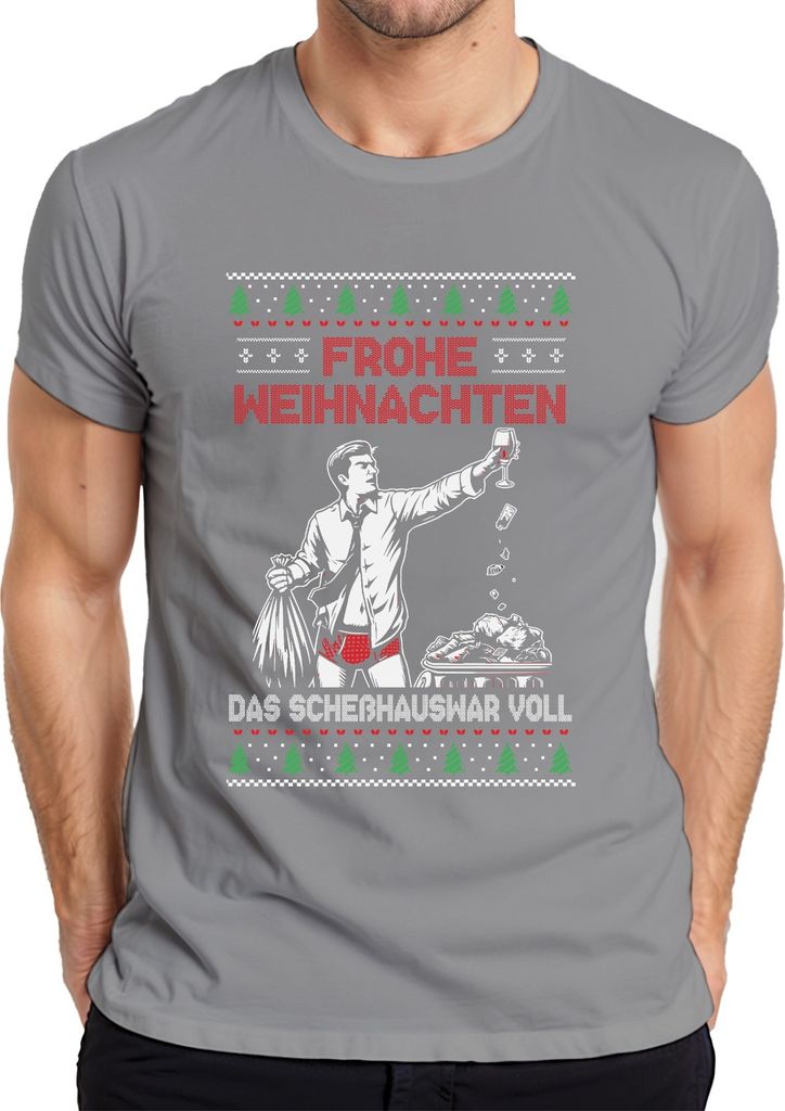 Frohe Weihnachten Sarkasmus - Ugly Christmas Sweater Herren T-Shirt, Grau, L