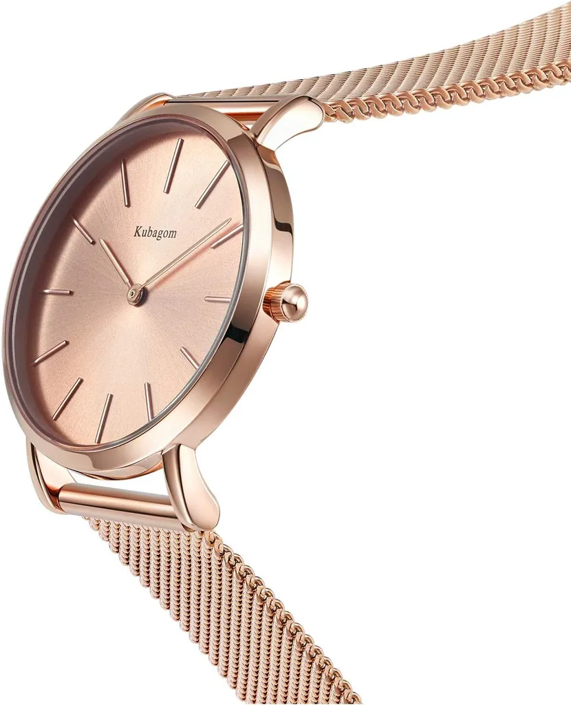 Orologio da polso da donna Kubagom, quarzo analogico, acciaio inossidabile, impermeabile, bracciale a rete, ultrasottile, orologio elegante per le donne, design elegante, materiali di alta qualità - 2