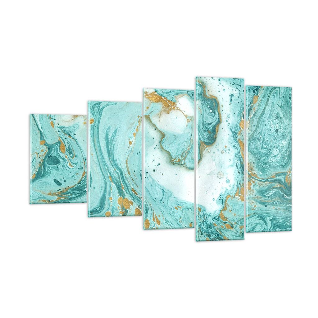 Bilder auf glas - Abstraktion blau Wasser modern - 100x60cm - Glasbilder - Wandbilder - Kunstdruck - zum Aufhängen bereit - Wanddekoration aus Gla...