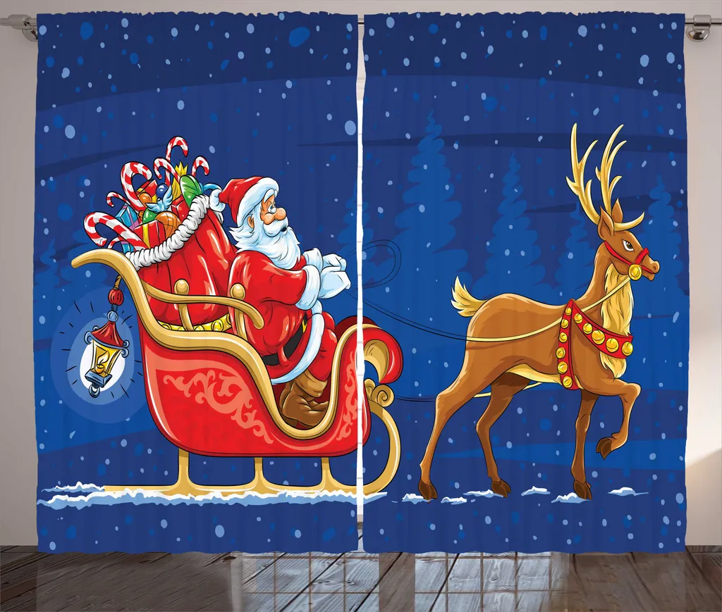 Tenda Camera Bambini Natale - Babbo Natale e Renne 280x175 cm