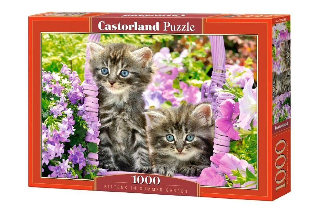Puzzle 1000 Elemente - Katzen in einem Frühlingsgarten