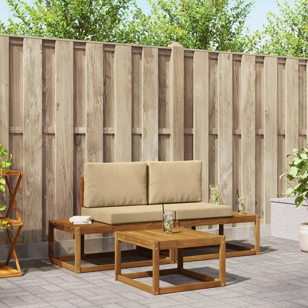 (Robust Möbel)Outdoor-Sofagarnitur - CLORIS - Balkonmöbe/Sitzgruppe - mit Kissen 3 pcs - Moderne Design - Natur - Gartensofas NeuMöbel755034