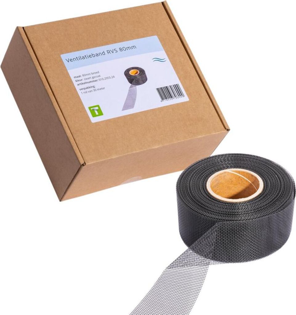 Ventilatieband RVS Zwart 30m x 8cm