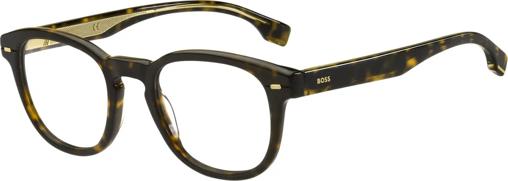Monture Optique Hugo Boss 1384 086 en Acétate Écaille Taille 49 Homme