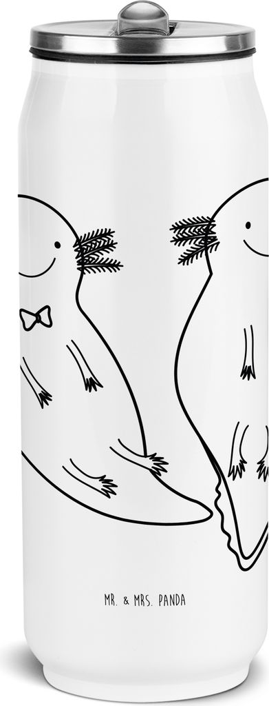 Mr. & Mrs. Panda Wasserflasche Axolotl Freundin - Weiß - Geschenk, Thermosflasche, Liebe, Lurch, sport trinkflasche, Thermoflasche, Paar, Edelstah...