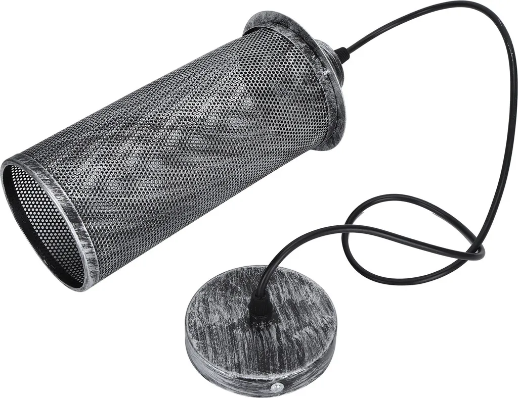 Suspension industrielle argentée métal tissé E27 pour bar et café