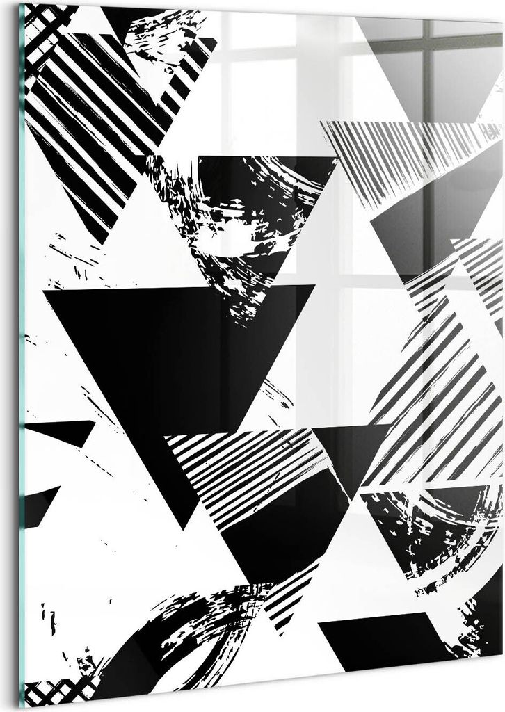 Designer Glasbild - Wandbild - Glas Bild - 60x80 cm - Abstraktes Geometrisches Dreiecksmuster