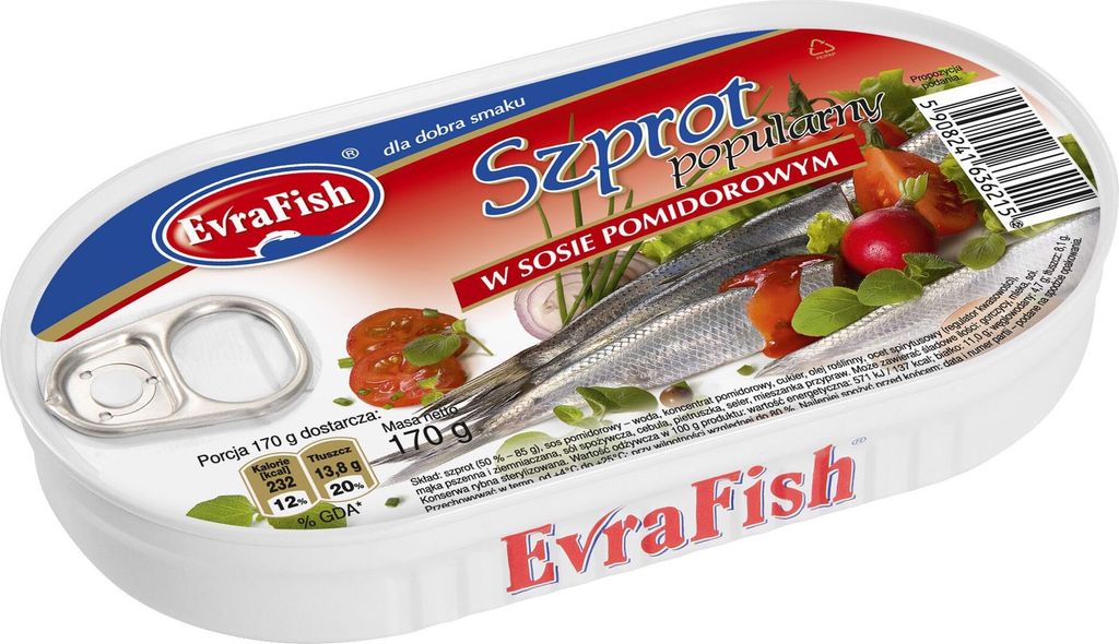 Evra Szprot w sosie pomidorowym 170 g Zdjęcie produktu 