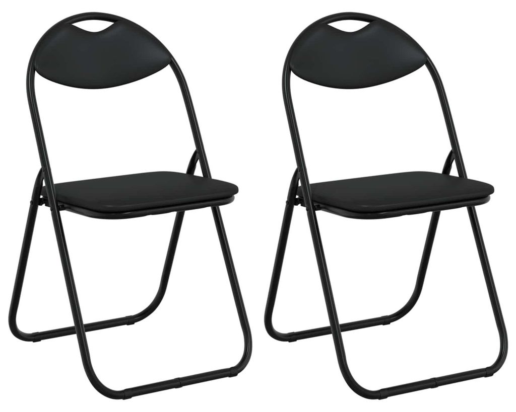 vidaXL Klappstuhl 2 pcs Schwarz 48 x 43,5 x 81 cm Kunstleder