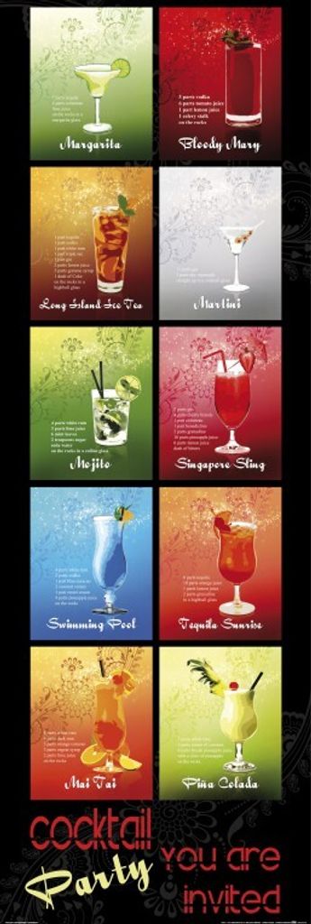 Cocktails Kunstdruck Bild - Cocktail Party You Are Invited (158 x 53 cm)