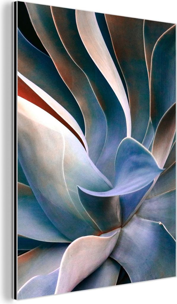 MuchoWow Wanddekoration Metall Metallbild Wandkunst 60x80 cm Blätter - Natur - Stillleben - Blau MuchoWow Aluminium Gemälde - Wanddekoration Metall