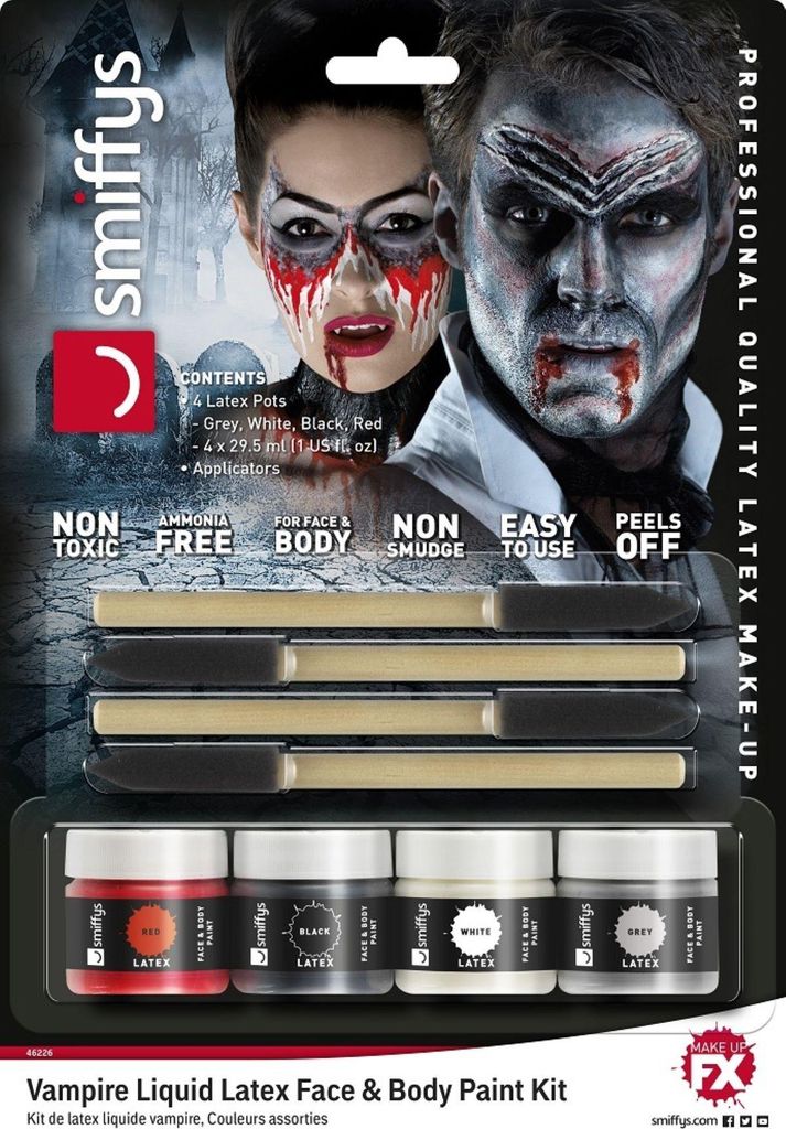 Flüssiglatex Set mit Applikator 4 x 29,5 ml - Vampir