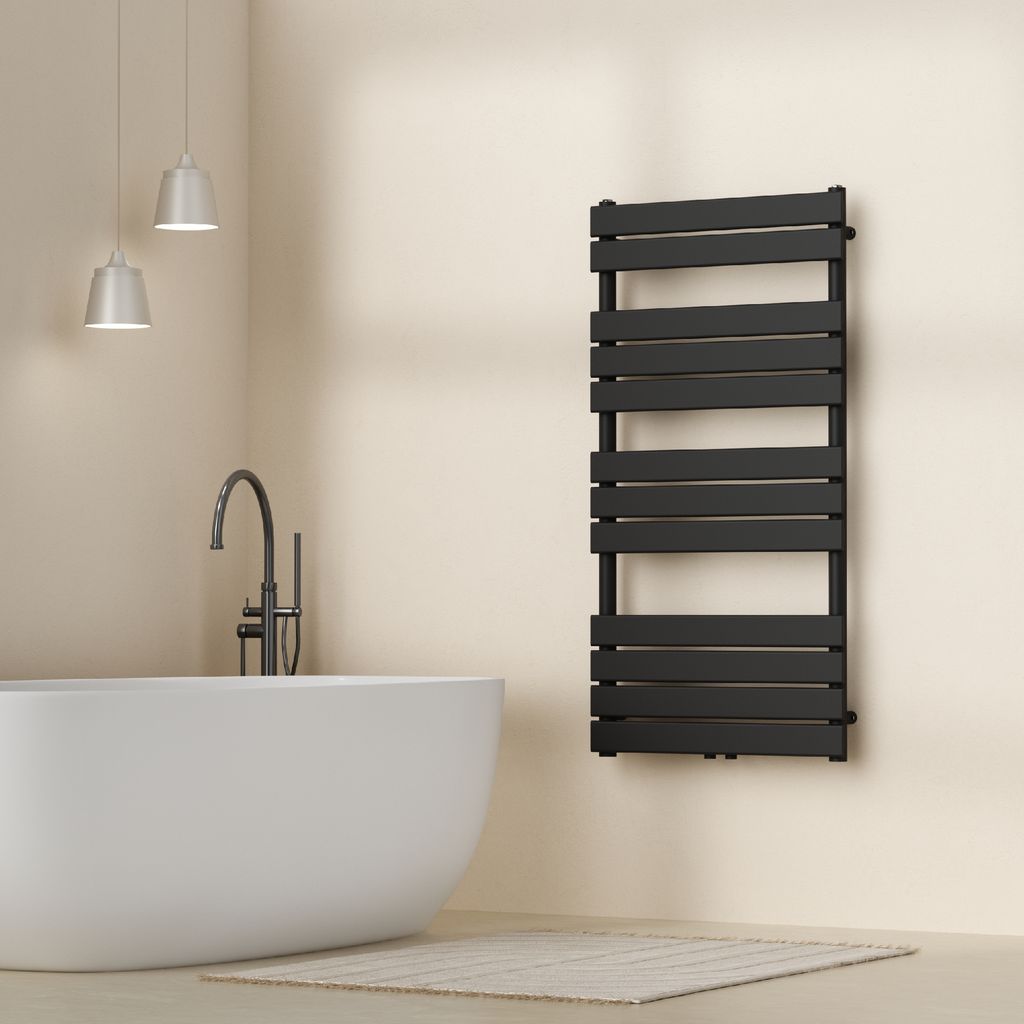 Handdoekradiator 'Voss', zwart, 120x60 cm, lamellen Productafbeelding 