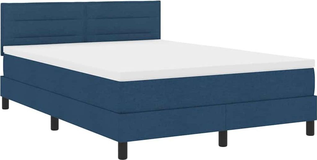 vidaXL Boxspringbett mit Matratze mit LED Blau 140 x 200 cm Stoff
