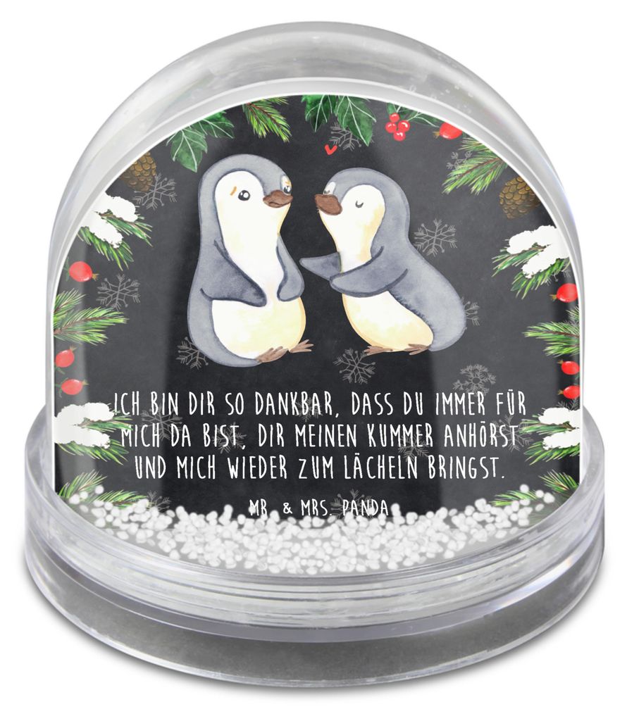 Mr. & Mrs. Panda Schneekugel Weihnachten Pinguine trösten - Kreidetafel - Geschenk, für Freundin, Frauen, Partner, dekoartikel, Hochzeitstag, Val...