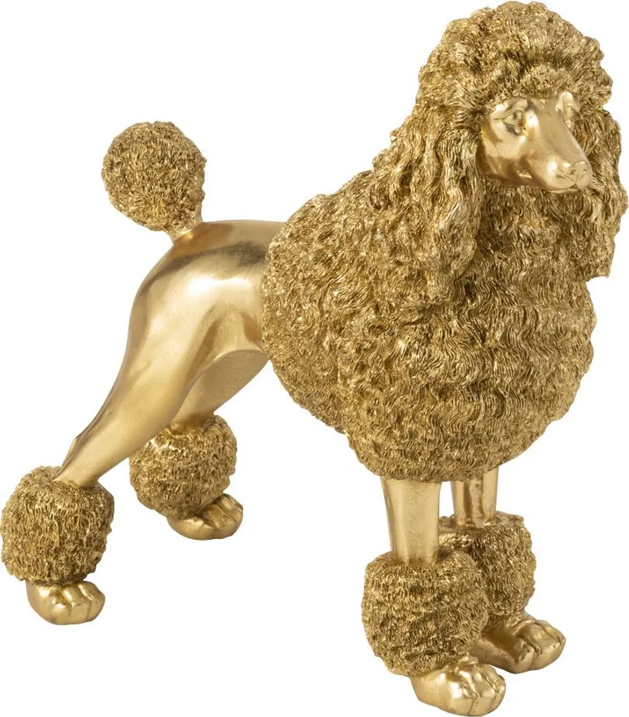 Statue Caniche debout J-Line en Polyrésine Dorée Taille Medium 45cm