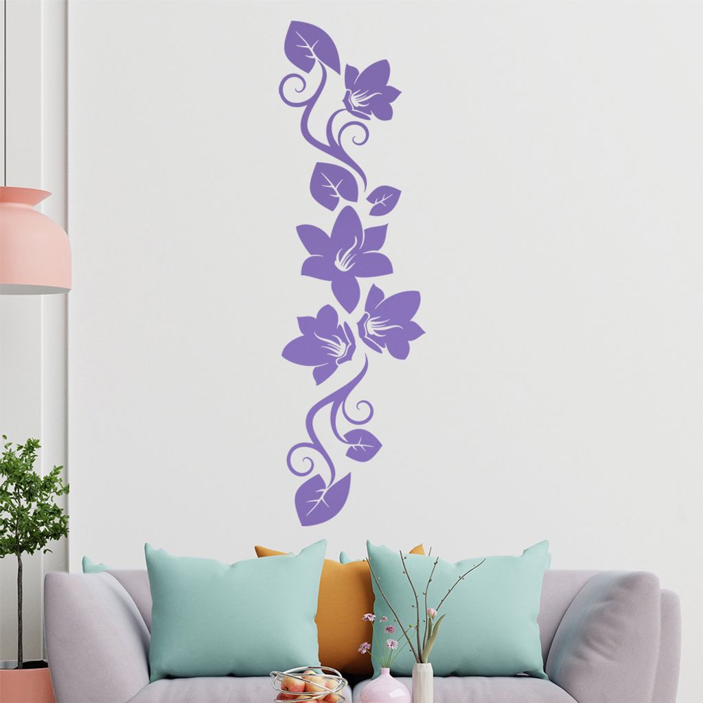 Blumen - Linien Wandtattoo in 6 Größen - Wandaufkleber Wall Sticker - Dekoration, Küche, Wohnzimmer, Schlafzimmer, Badezimmer