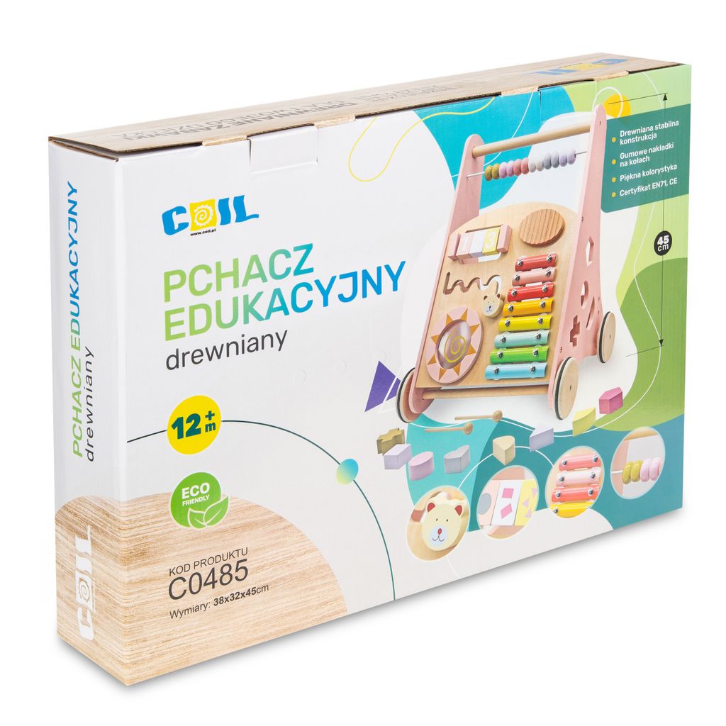 COIL dřevěný kočárek 3 v 1, naučná hračka, hudební hračka, Obrázek produktu 10
