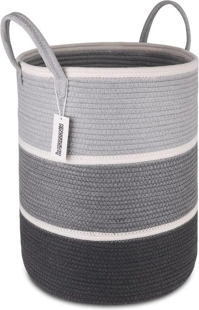 Panier de rangement souple en coton avec poignées pour jouets et linge
