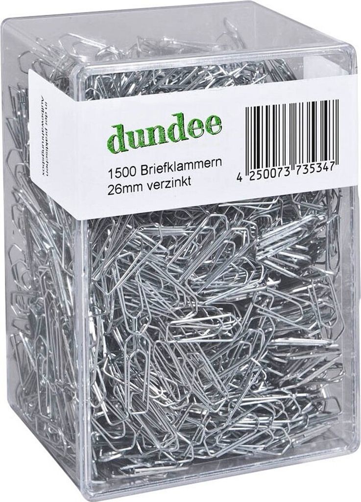 dundee Büroklammern silber glanzverzinkt, 1.500 St.