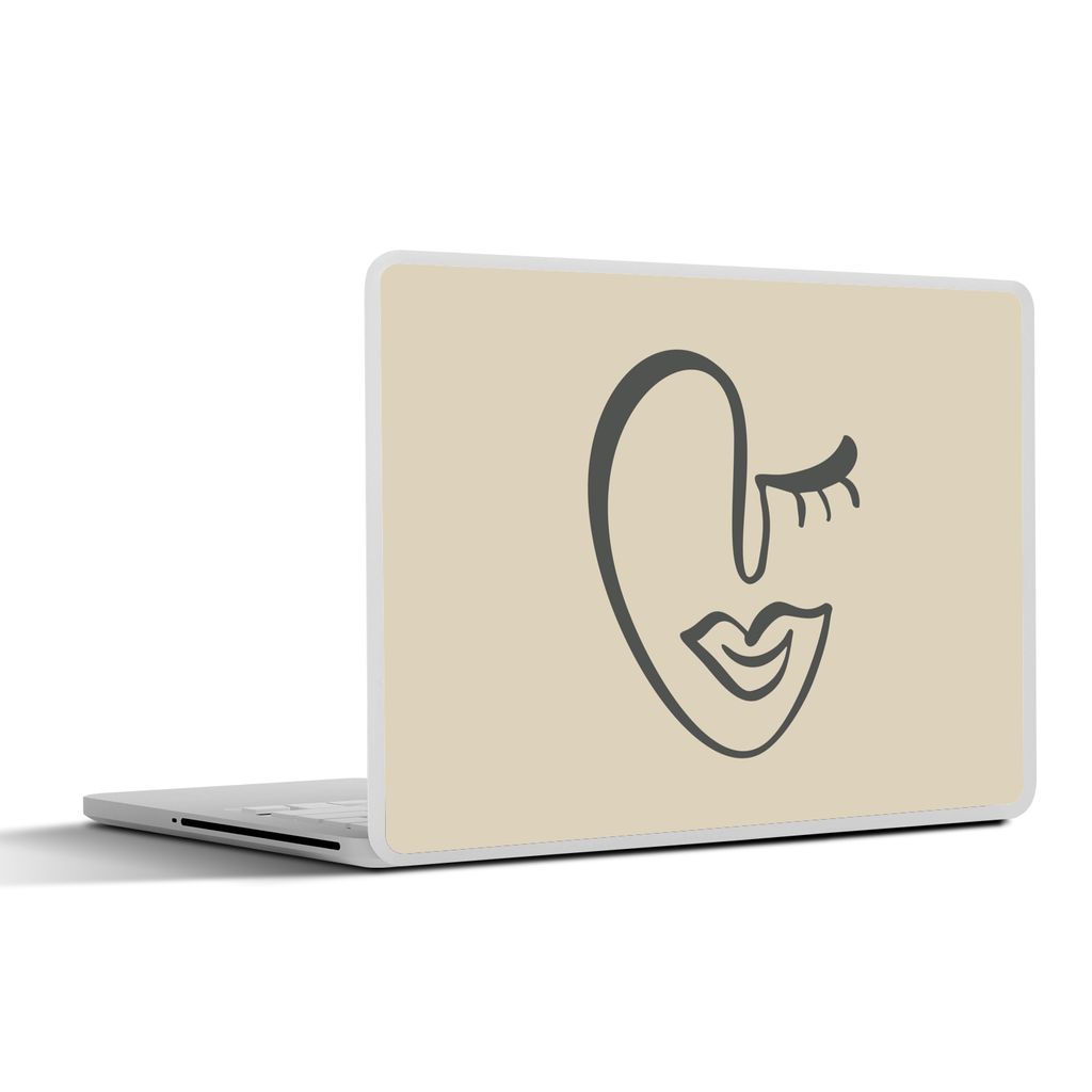MuchoWow Laptop Aufkleber Sticker Cover Frau - Gesicht - Lippen 32.5x23.5 cm - Sticker für Laptop - Selbstklebend