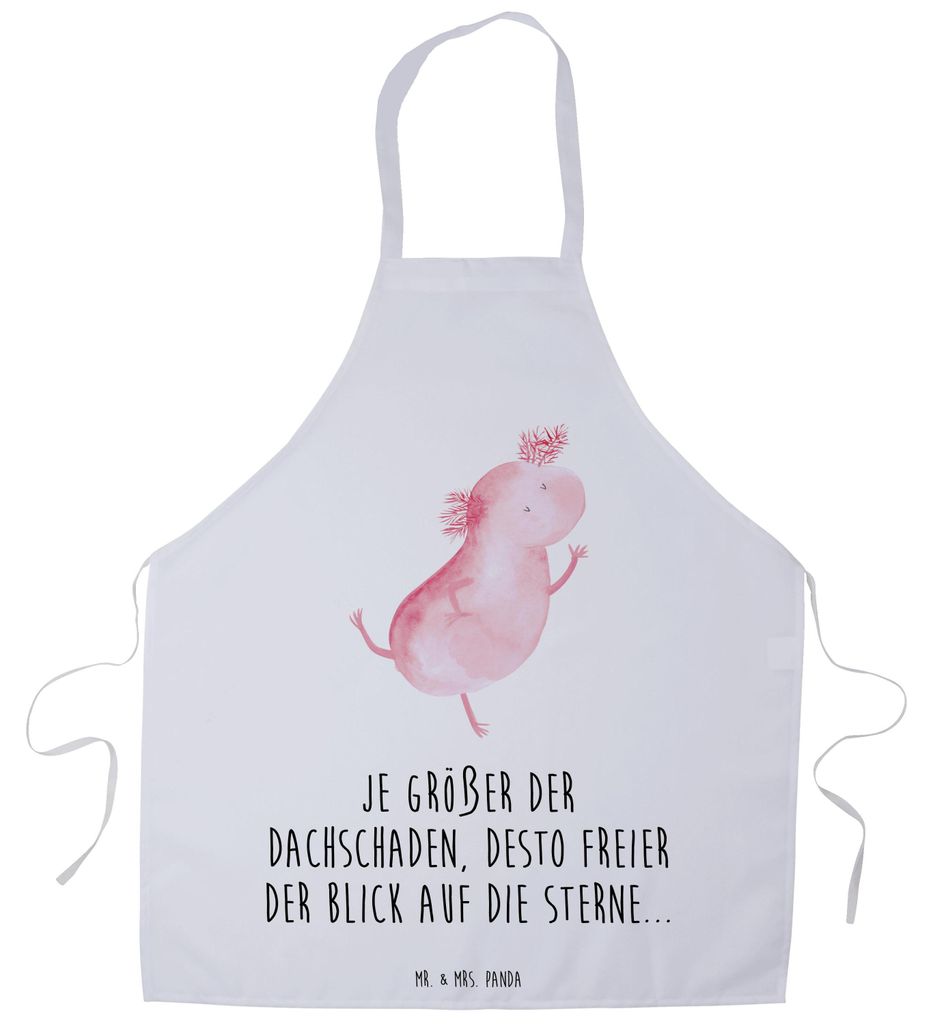 Mr. & Mrs. Panda Kochschürze Axolotl Tanzen - Weiß - Geschenk, Kellnerschürze, Sterne, Grillschürze, Schürze, Küchenschürze, gut Gelaunt, Ga...