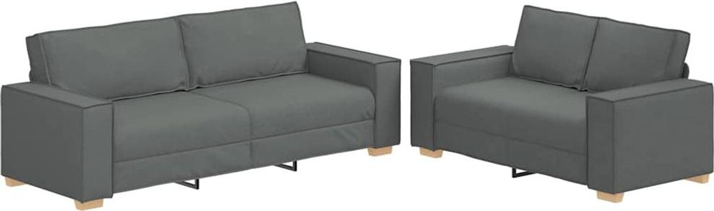 vidaXL 2-tlg. Sofagarnitur mit Kissen Dunkelgrau Stoff