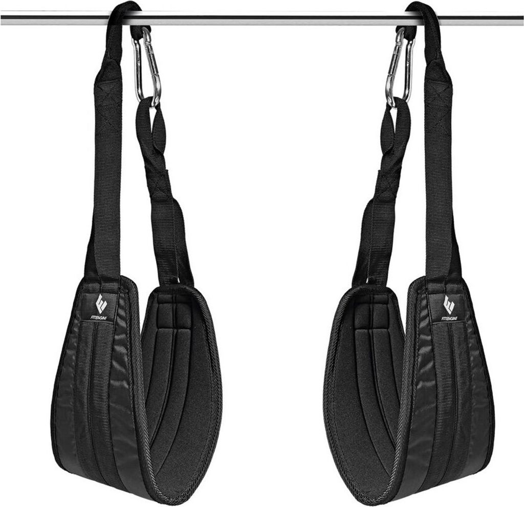 FitEngine Bauchtrainingsschlaufen mit Karabinerhaken Armschlaufen Bauchtraining entlasten Arme Schultern für Türreck Turnstange bis 150 kg belastbar