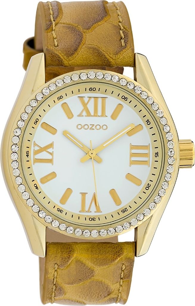 Oozoo Armbanduhr gelb mustard Leder Timepieces Damen Analog-Quarzuhr UOC10224