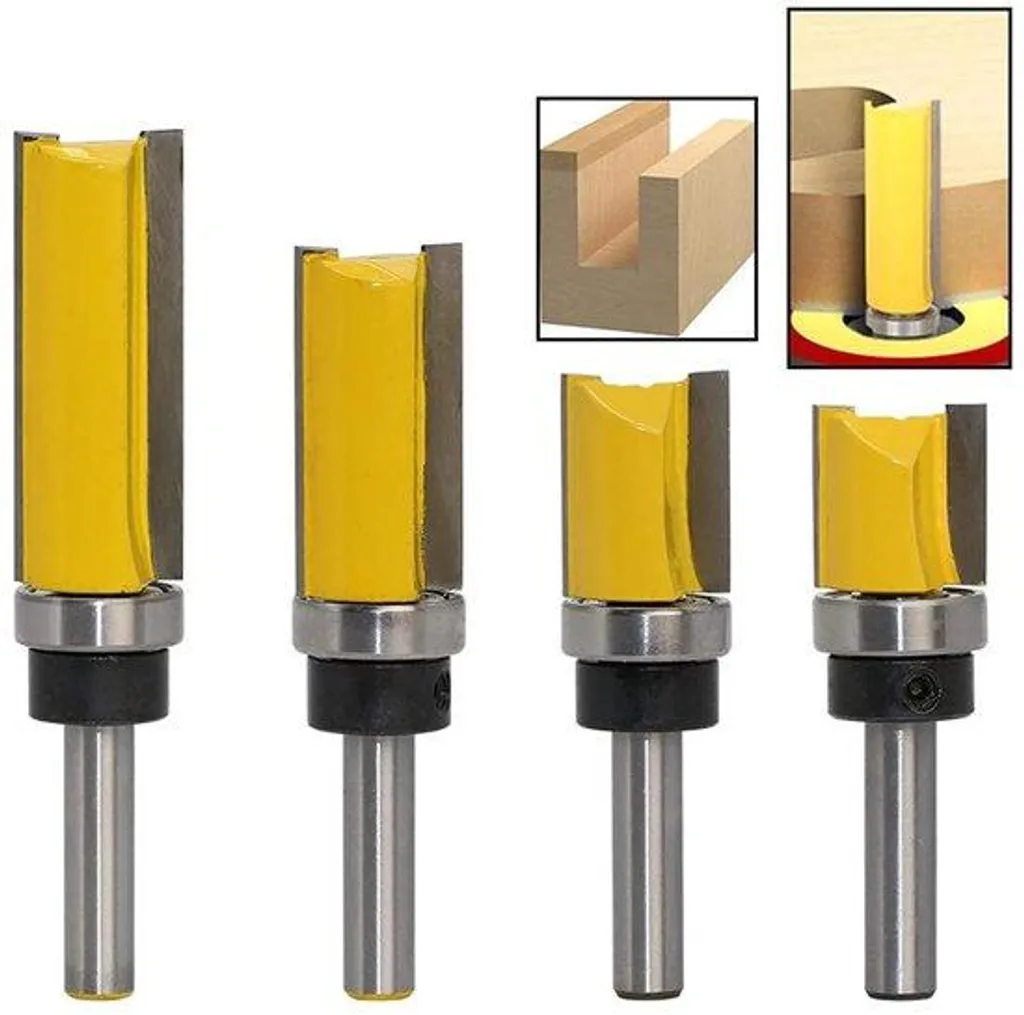 Jeu de 4 fraises droites tige 8mm polyvalentes pour métaux et bois dur