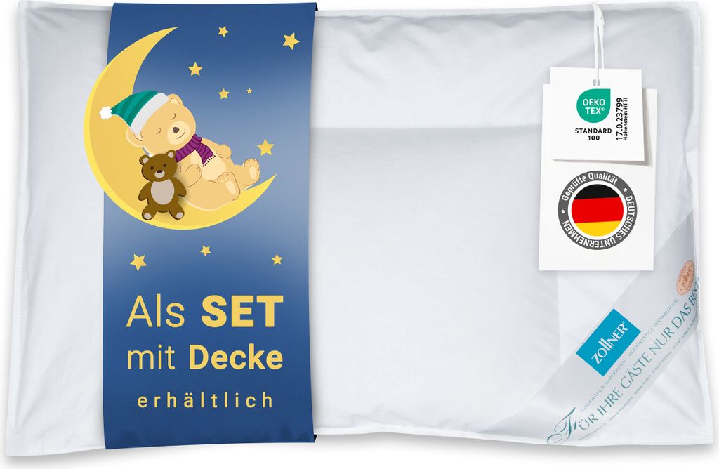 Kinder & Kleinkinder Daunenkissen aus 90% Daunen und 10% Federn, Bezug Baumwolle, 40x60 cm