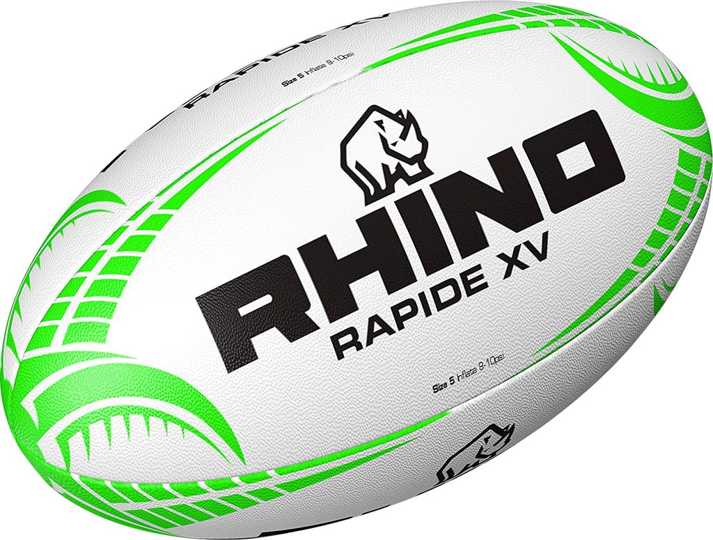 Rhino - "Rapide XV" Rugby-Ball CS100 (5) (Weiß/Grün)