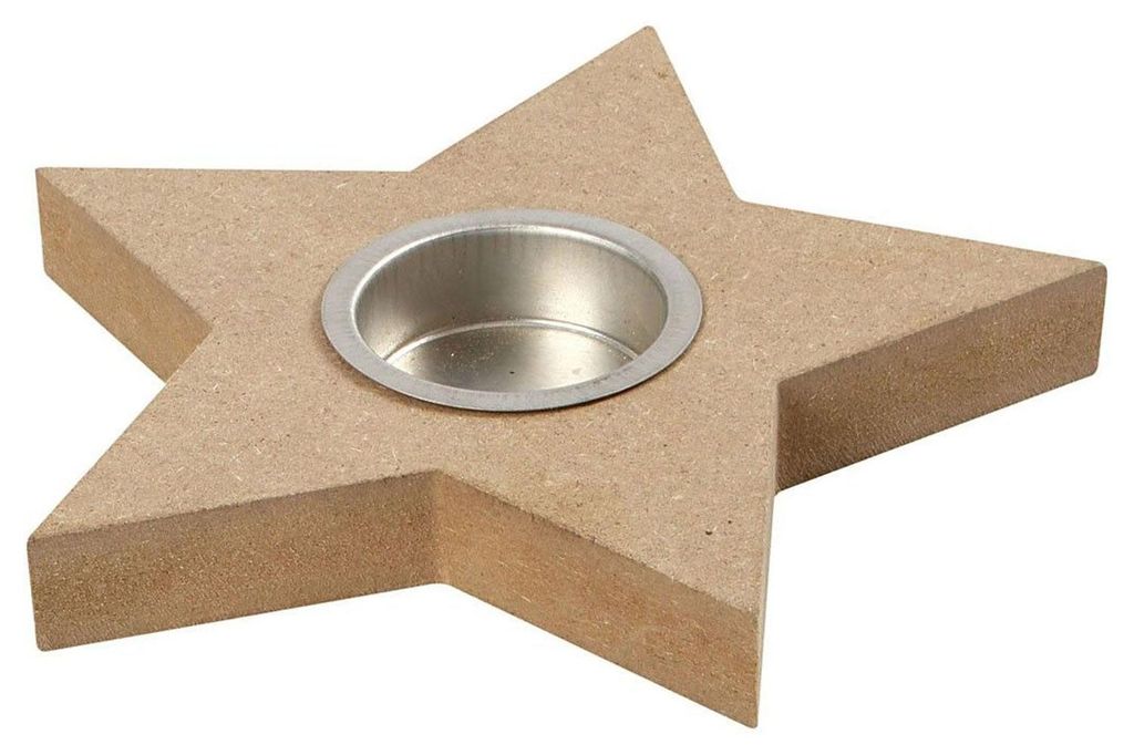 teelichthalter SterMDF je 15 cm braun