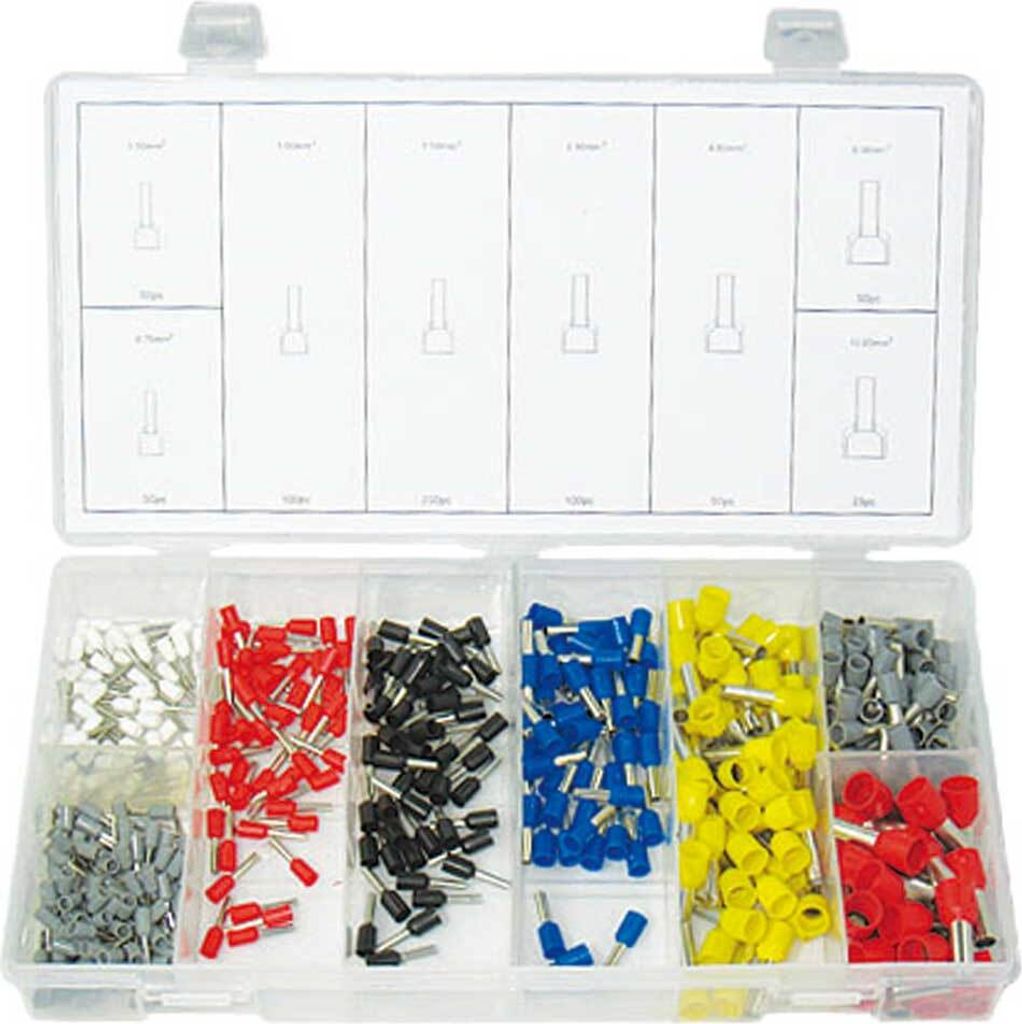 625 x Aderendhülsen-Sortiment - isoliert - Querschnitt 0,5-10,0mm² Länge 8-12mm