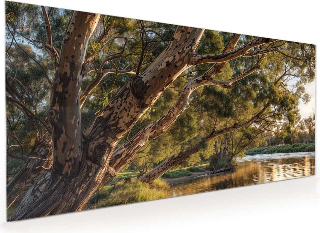 Küchenrückwand Spritzschutz Glas mit Motiv Baum am Flussufer 40 x 40 cm