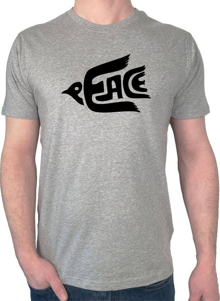 Huuraa Herren T-Shirt Peace Friedenstaube 3XL Sport Grey Bio Baumwolle Fairtrade Herrenshirt Geschenkidee