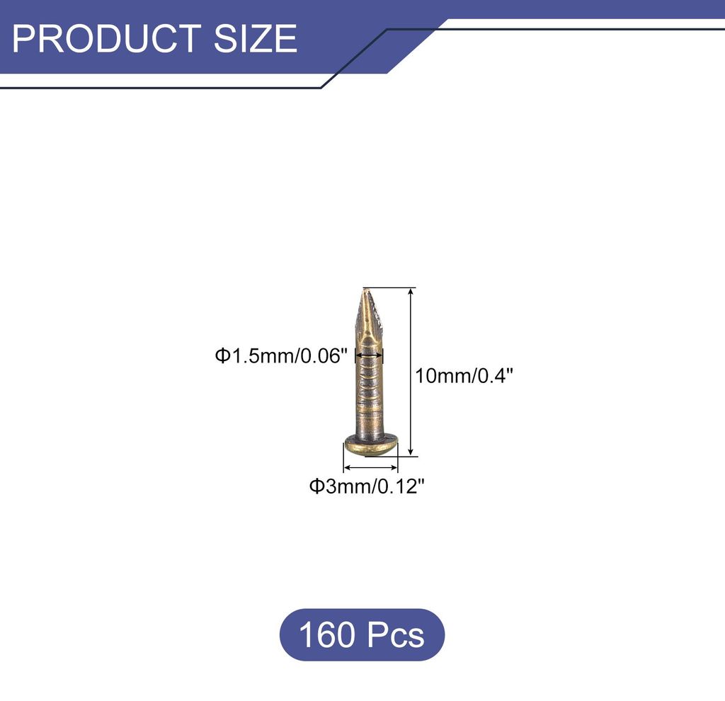160 Stš¹ck Messingn?gel 1,5mmx10mm(DxL) Winzige Messing N?gel Hardware N?gel Kleine N?gel fš¹r Holz DIY Dekorative Boxen Haushaltszubeh?r, Bron...