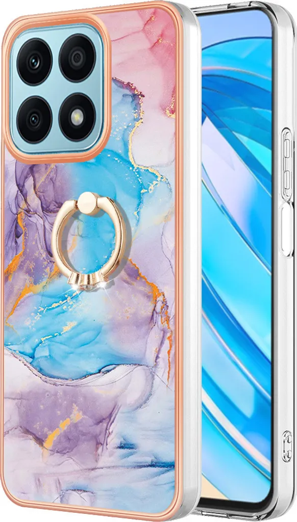 Custodia Honor X8a Blu Silicone TPU Fantasia Anello Anti-Caduta