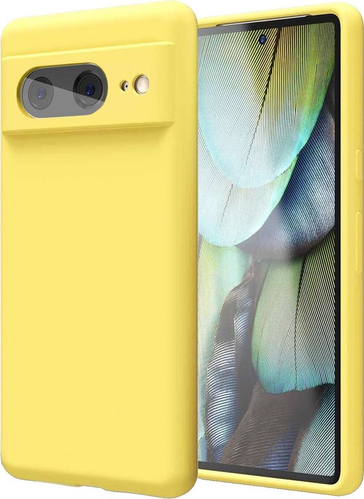 Conie TPU Schutzhülle für Google Pixel 8a Tasche Case Cover Bumper Silikon Mikrofaser Inlay Hülle in Gelb matt