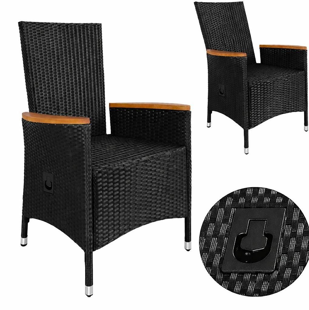 CASARIA® Polyrattan Gartenstuhl 2er Set Neiglehner Produktbild 