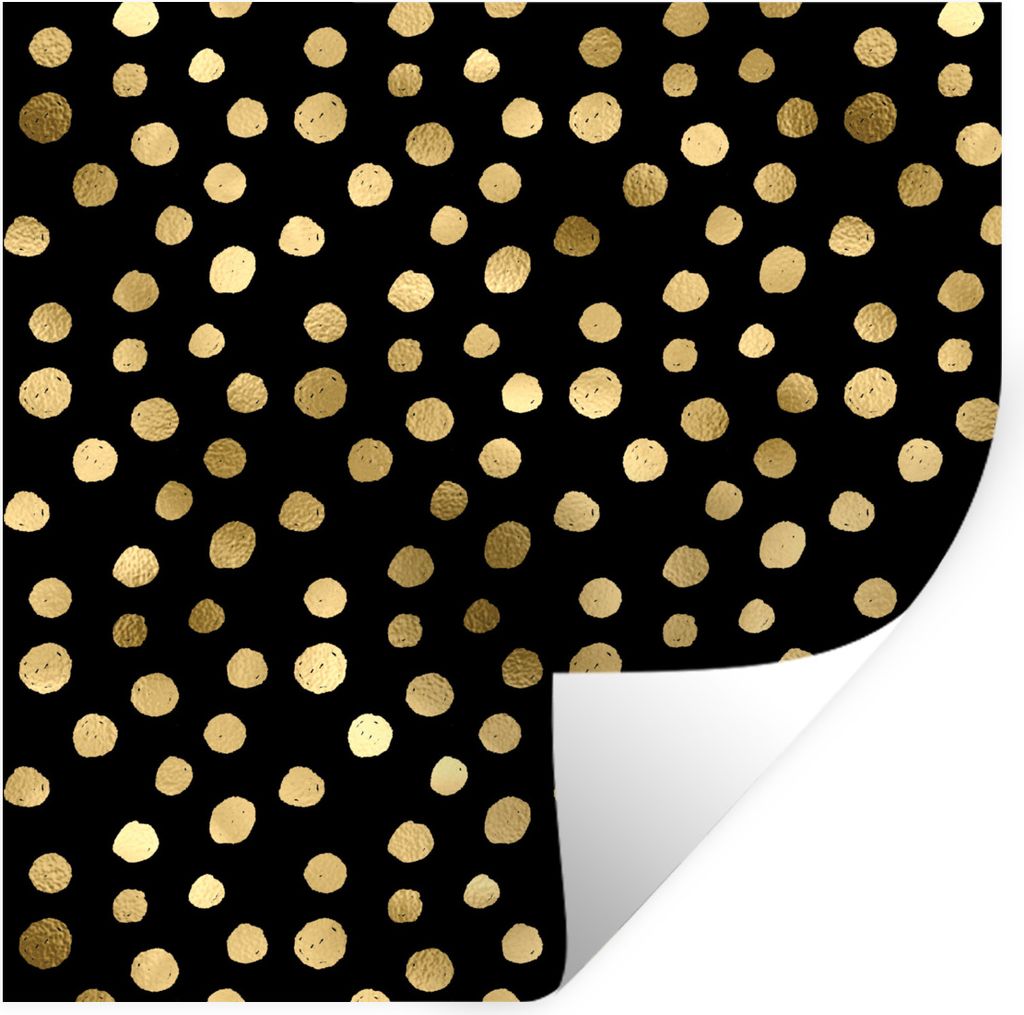 MuchoWow Wandtattoo Wandsticker Wandaufkleber Muster - Punkte - Gold 100x100 cm Selbstklebend und Repositionierbar - Wierderverwendbar - Selbstkl...