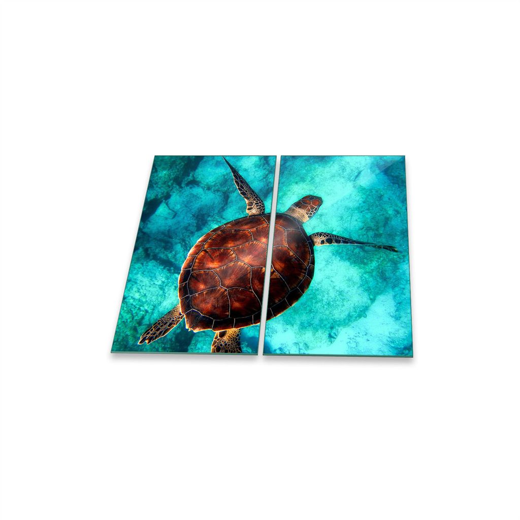 Herdabdeckplatte Glaskeramik 2-teilig 2x30x52 Tiere Braun Abdeckung Glas Spritzschutz