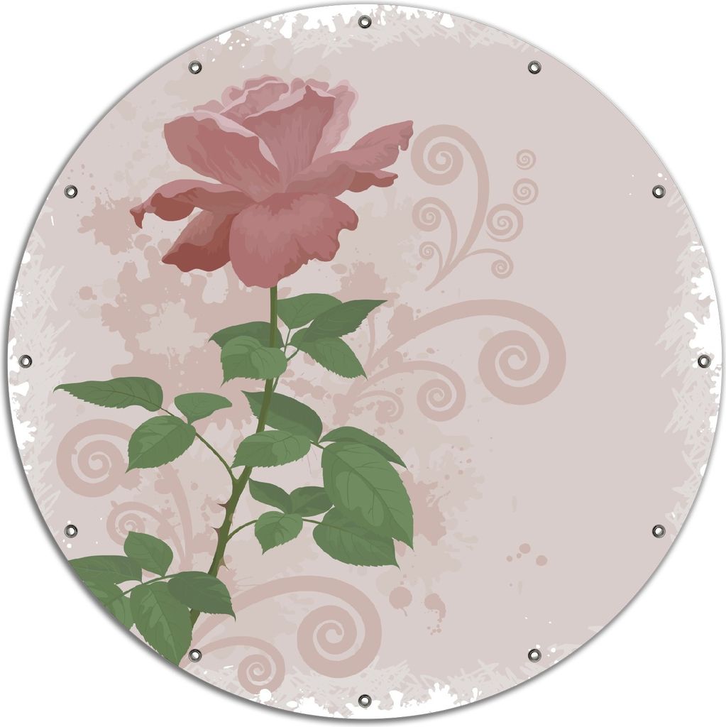 Wallario rundes Outdoor-Poster für Garten oder Balkon, Motiv Rose in Pastellfarben gezeichnet, 120 cm Durchmesser