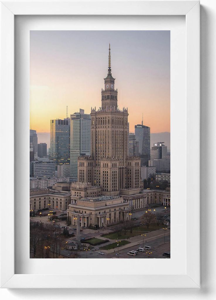 Palast der Kultur und Wissenschaft Warschau– Wandbild mit Rahmen – Gerahmtes Bild – Wanddekoration – 20x30 cm – Weiß