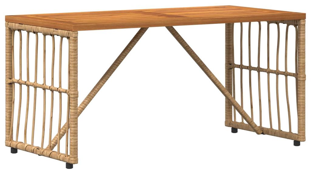 Tisch für Outdoor Natur 80 x 40 x 40 cm Stahl und Poly Rattan