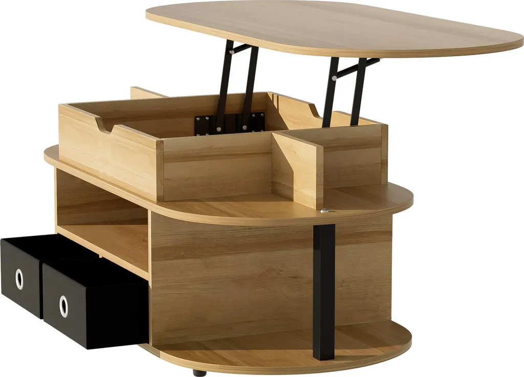 Table basse bureau relevable idéale pour télétravail avec rangements - 17