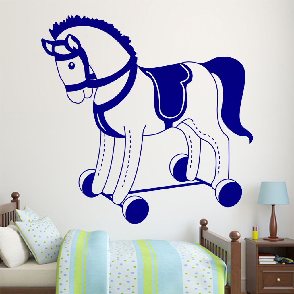 KIWISTAR Plüschpferd Spielpferd Wandtattoo in 6 Größen - Wandaufkleber Wall Sticker - Dekoration, Küche, Wohnzimmer, Schlafzimmer, Badezimmer
